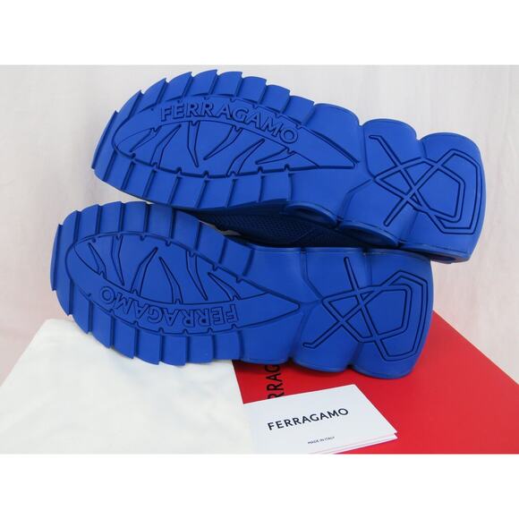 NIB FERRAGAMO BLUE NIMA KNIT MESH LACE LOGO LOW TOP SNEAKERS 10.5 43.5 ITALY - Picture 8 of 16